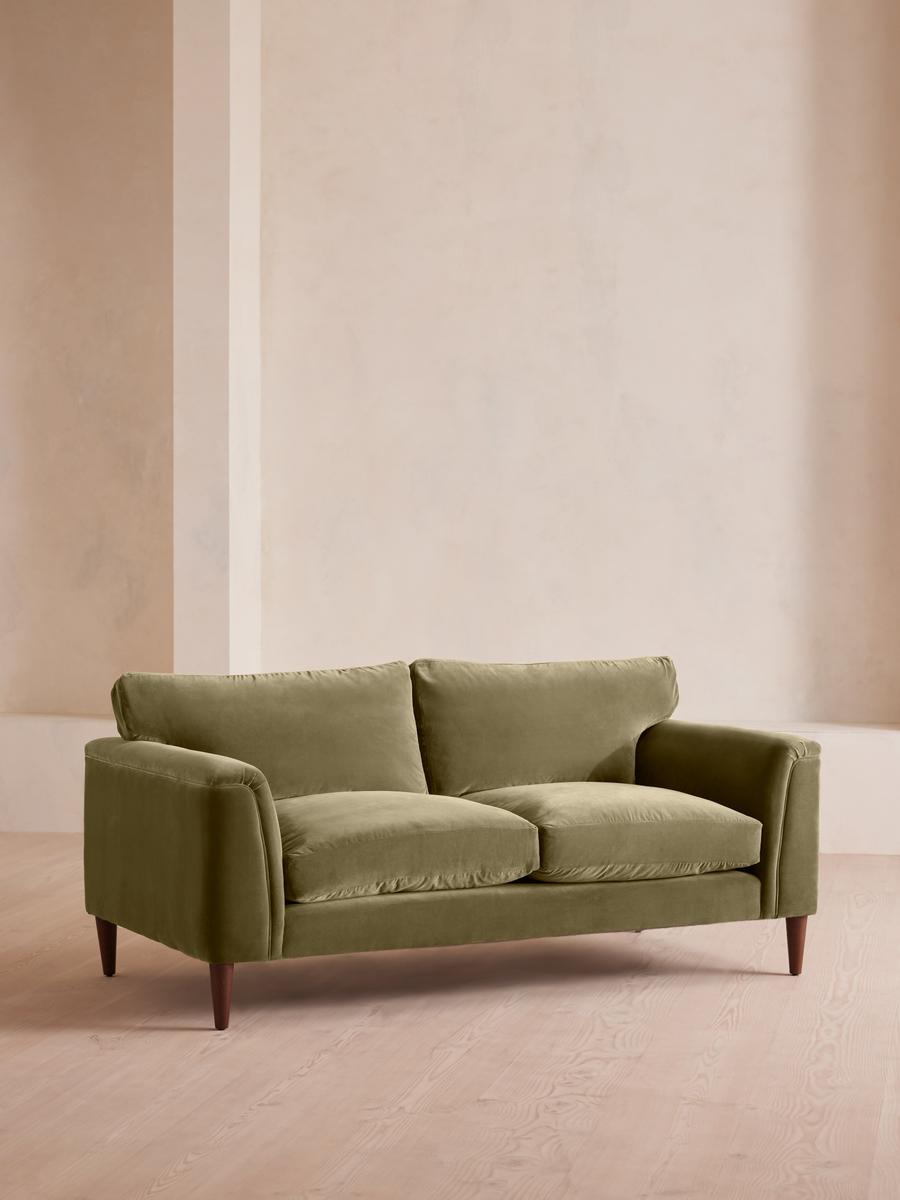 Reya Two Seater Sofa, Velvet, Lichen