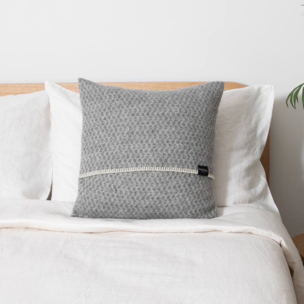 Native Natural Hoop Grey Wool Cushion 45x45cm