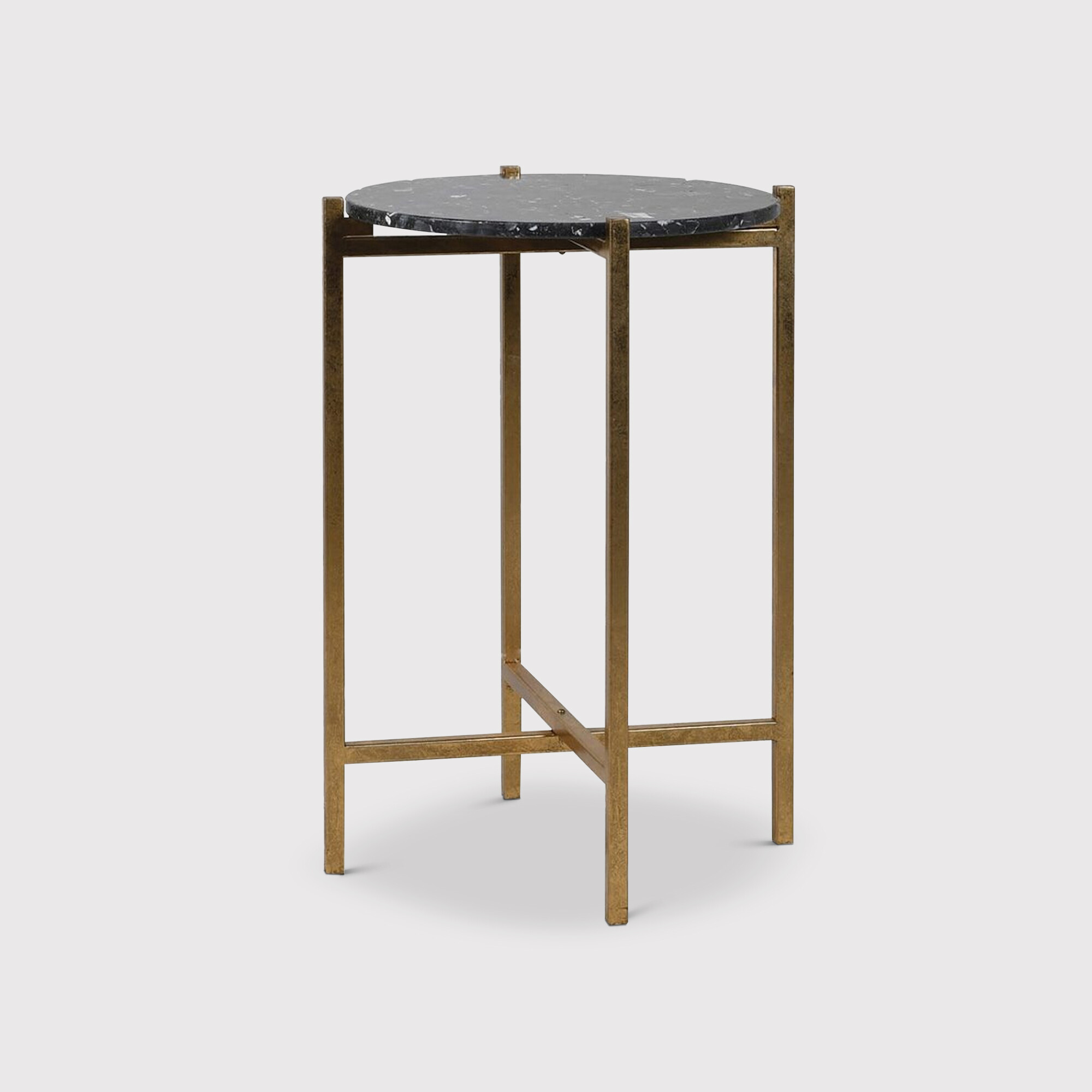 BLACK MARBLE EFFECT SIDE TAB Table, Round Metal | Barker & Stonehouse
