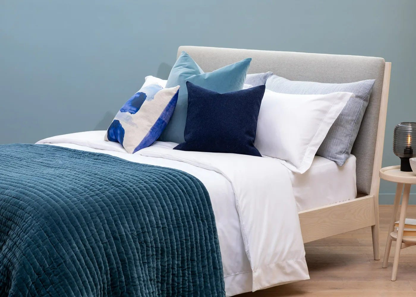 Heal's Velvet Kantha Bedspread Blue 140 x 200cm 2