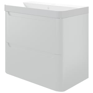 Wickes Malmo Gloss White Wall Hung J Pull Compact Vanity Unit & Basin - 600 x 350mm