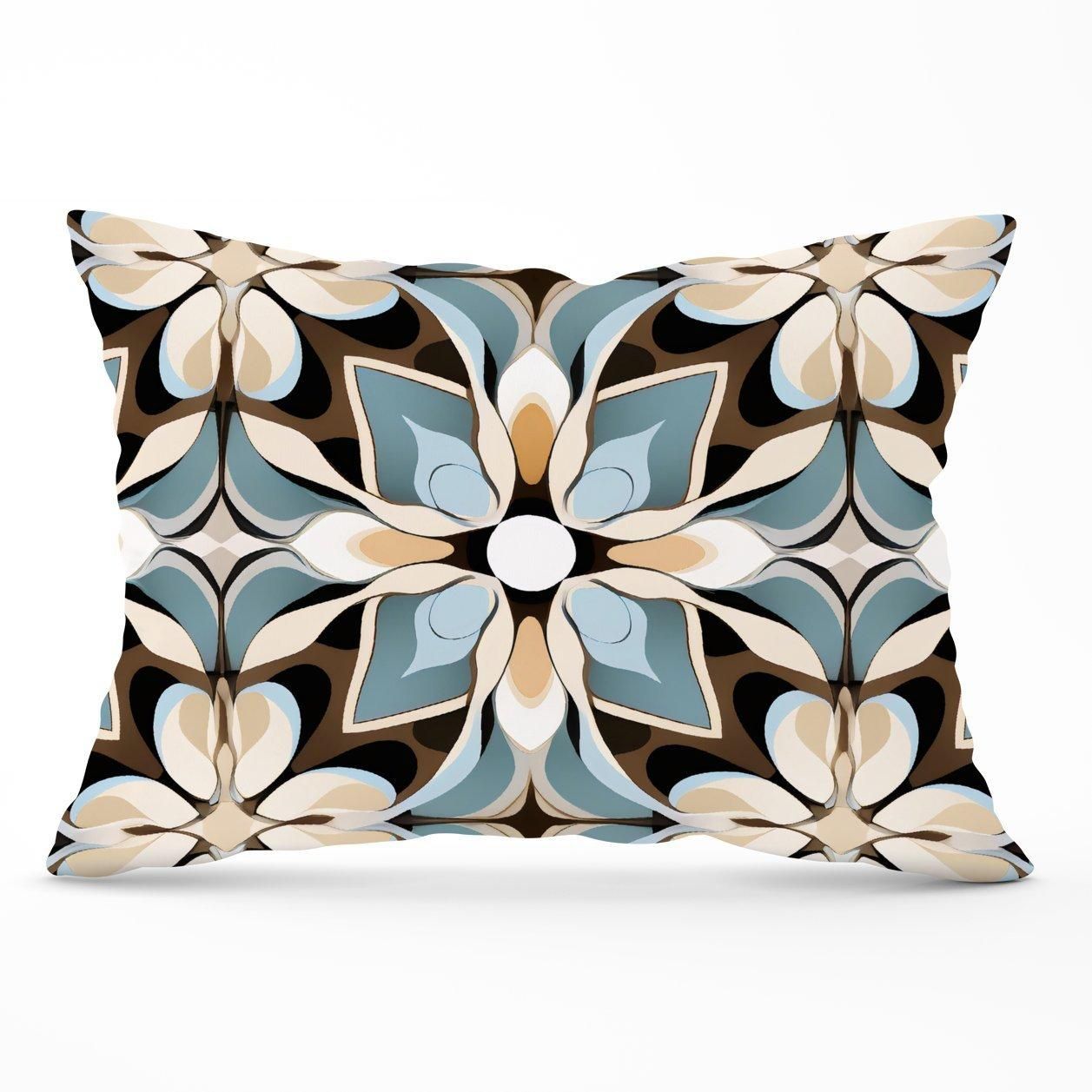 Warren Reed - Designer Beige & Brown Abstract Pattern Cushions in Grey