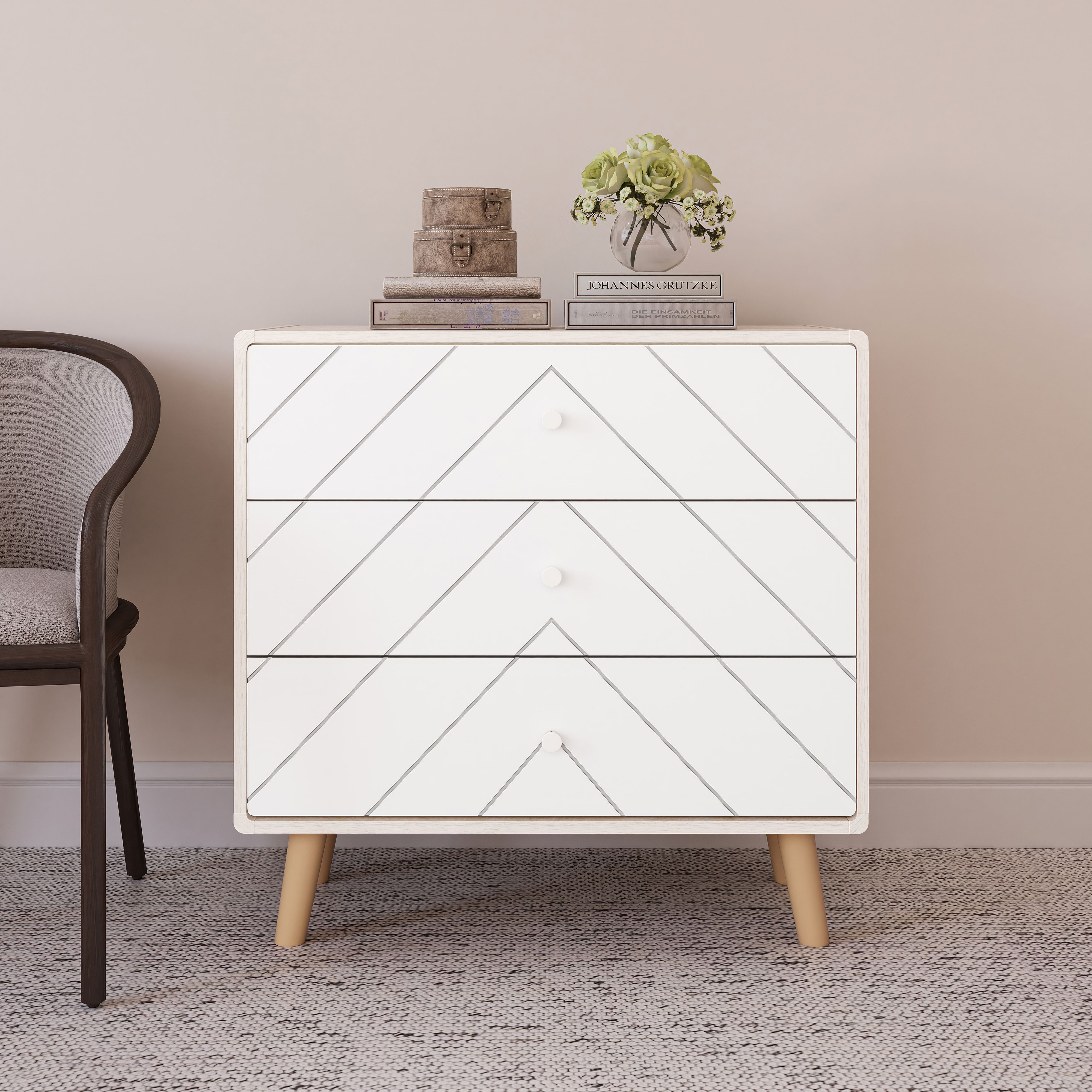 Seconique Dixie 3 Drawer Chest in White