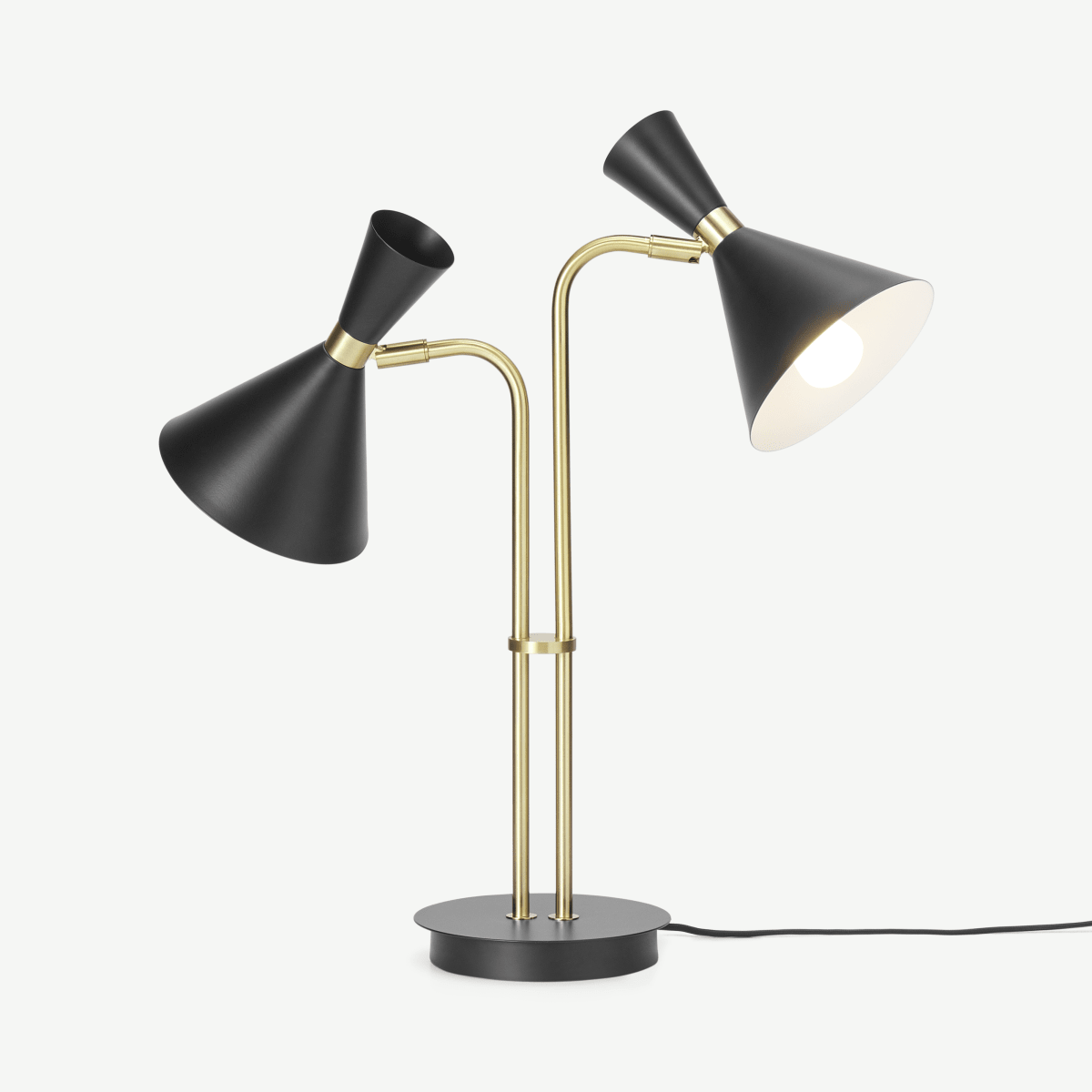 Axton Duo Table Lamp, Black & Brushed Brass