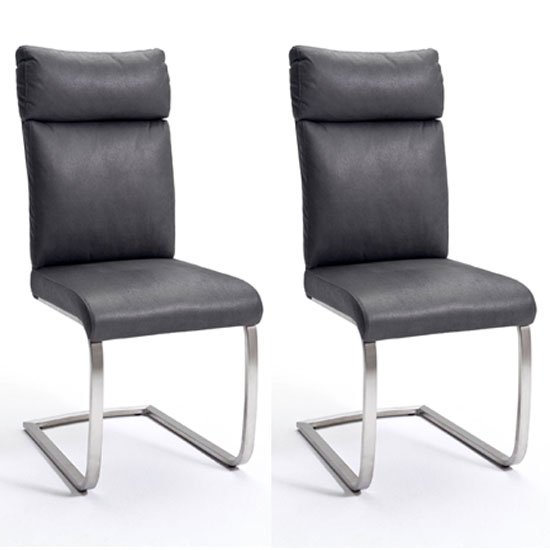 Rabea Grey Fabric Dining Chair In A Pair