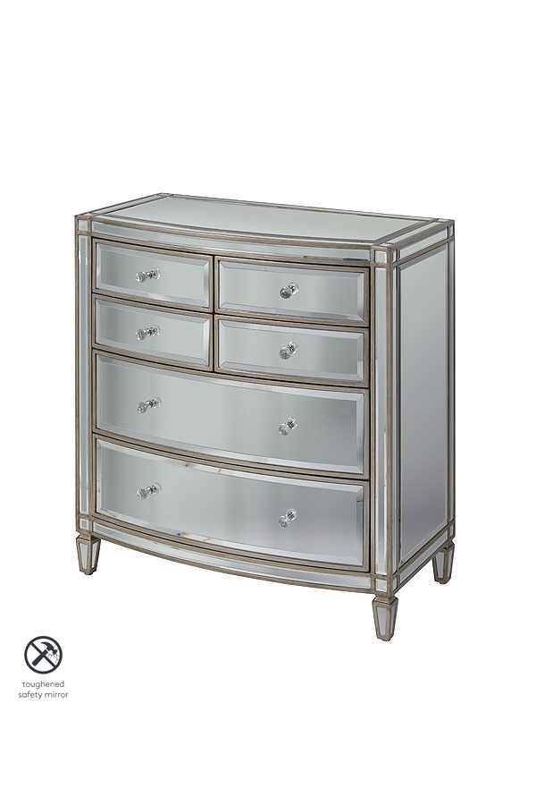 Antoinette Toughened Mirror Chest Of Drawers