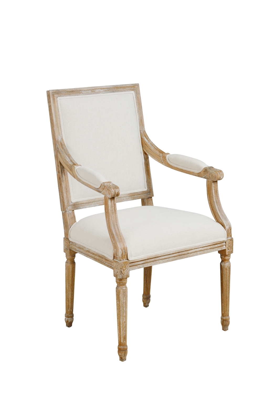 Rosselle French Limed Oak Rectangular Back Dining / Occasional Armchair