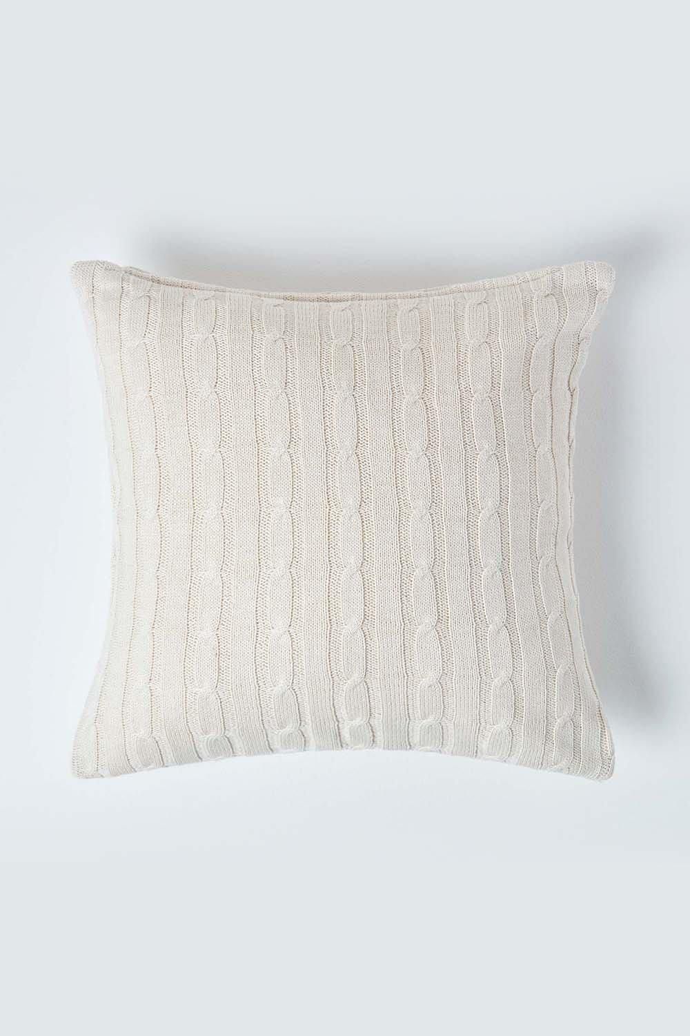 Homescapes Cotton Cable Knit Cushion Cover, 45 x 45 cm in Natural