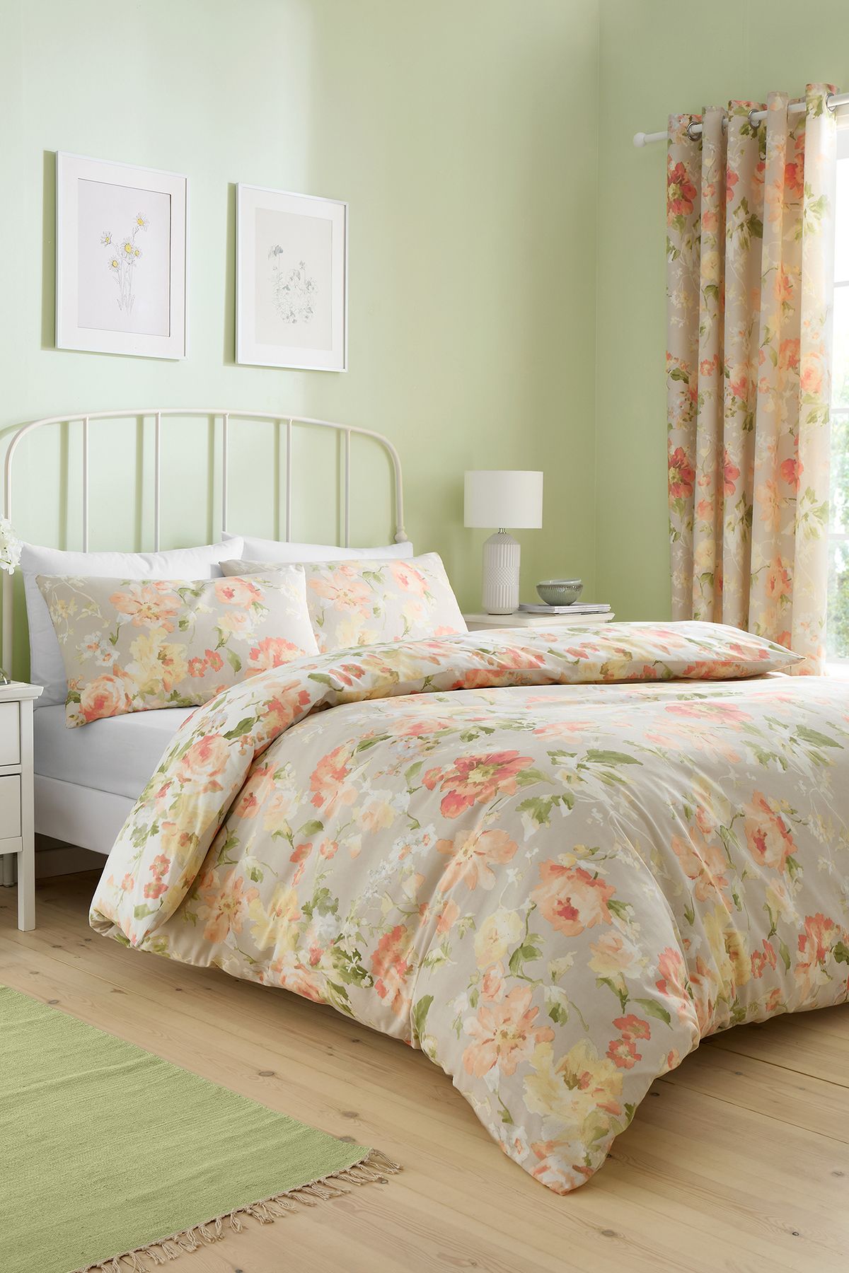 Dreams & Drapes 'Florette' Easy Care Floral Print Duvet Cover Set in Natural
