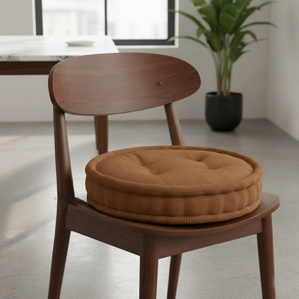 Snug City Teddy Fabric Round Booster Cushion Soft Seat Riser Pad Dining Chair in Chocolate