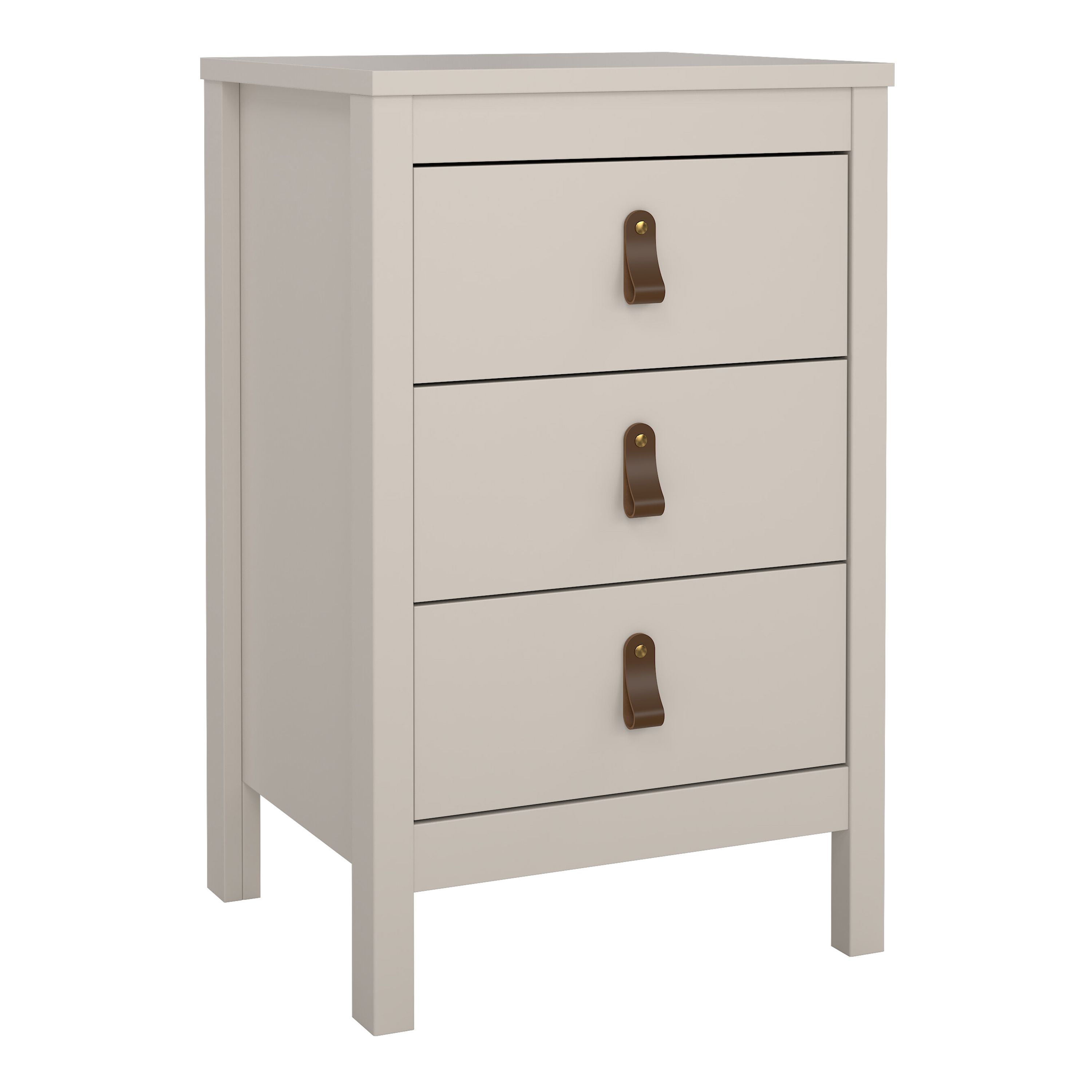 Furniture To Go Barcelona Bedside Table 3 Drawers in Cashmere in Beige