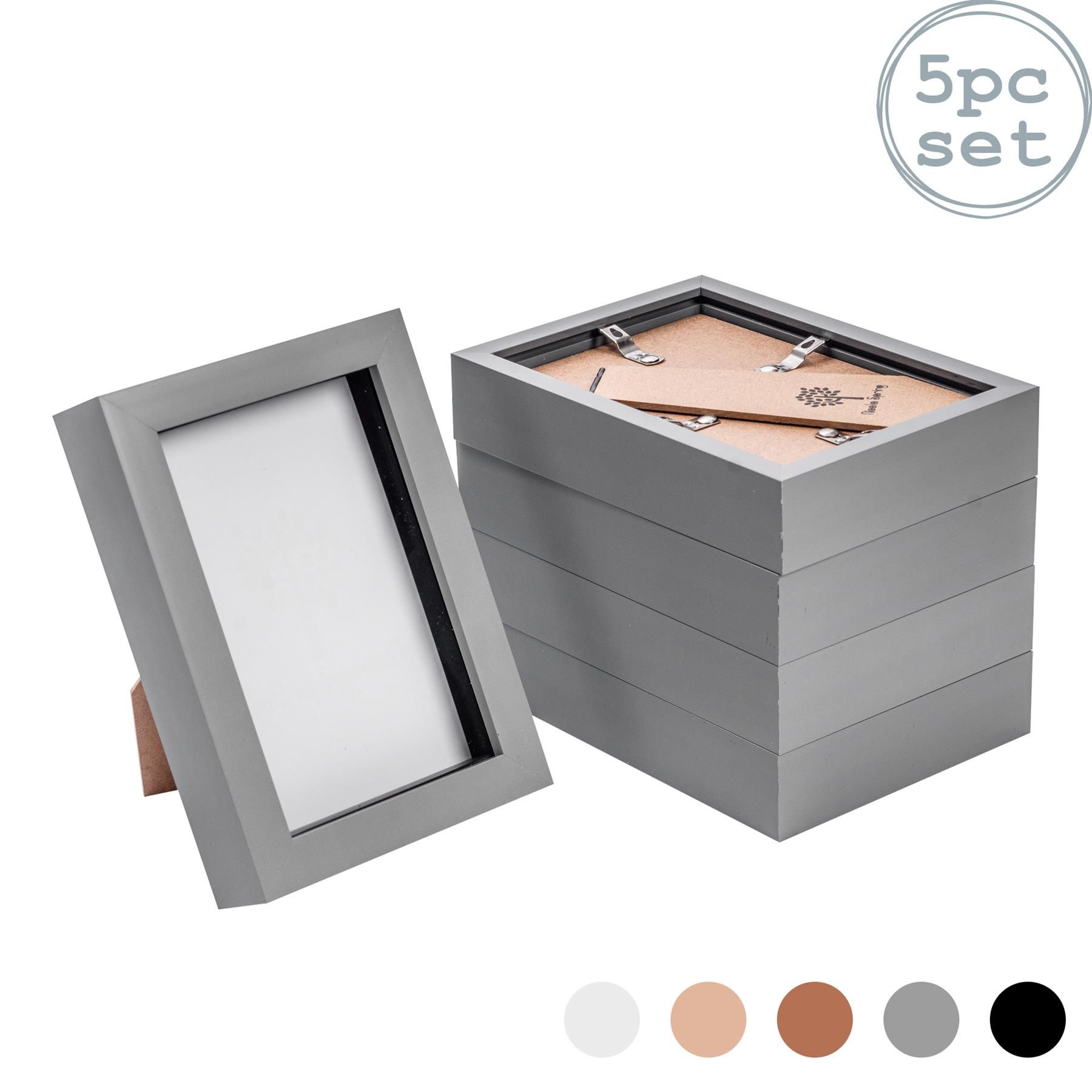 Nicola Spring 3D Box Photo Frames - 4 x 6" - Pack of 5 in Grey