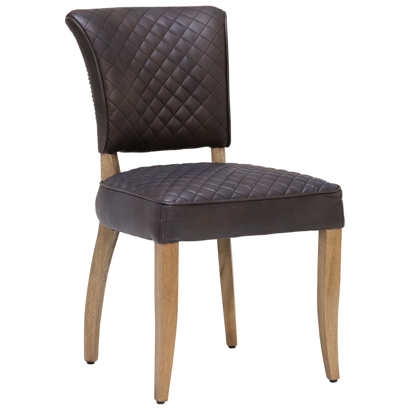 Timothy Oulton Mimi Destroyed Leather Quilted Dining Chair, Black