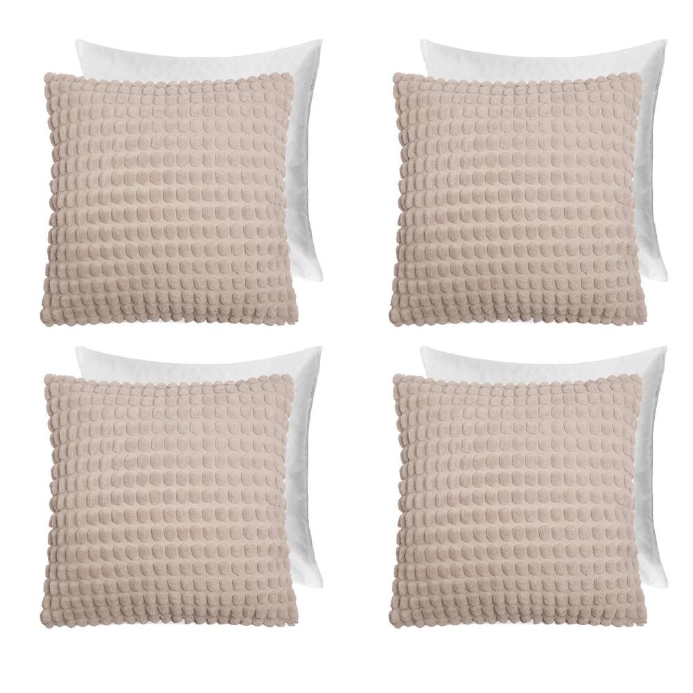 OHS 4 Pack Bobble Filled Cushion Covers Home Decor Set in Natural