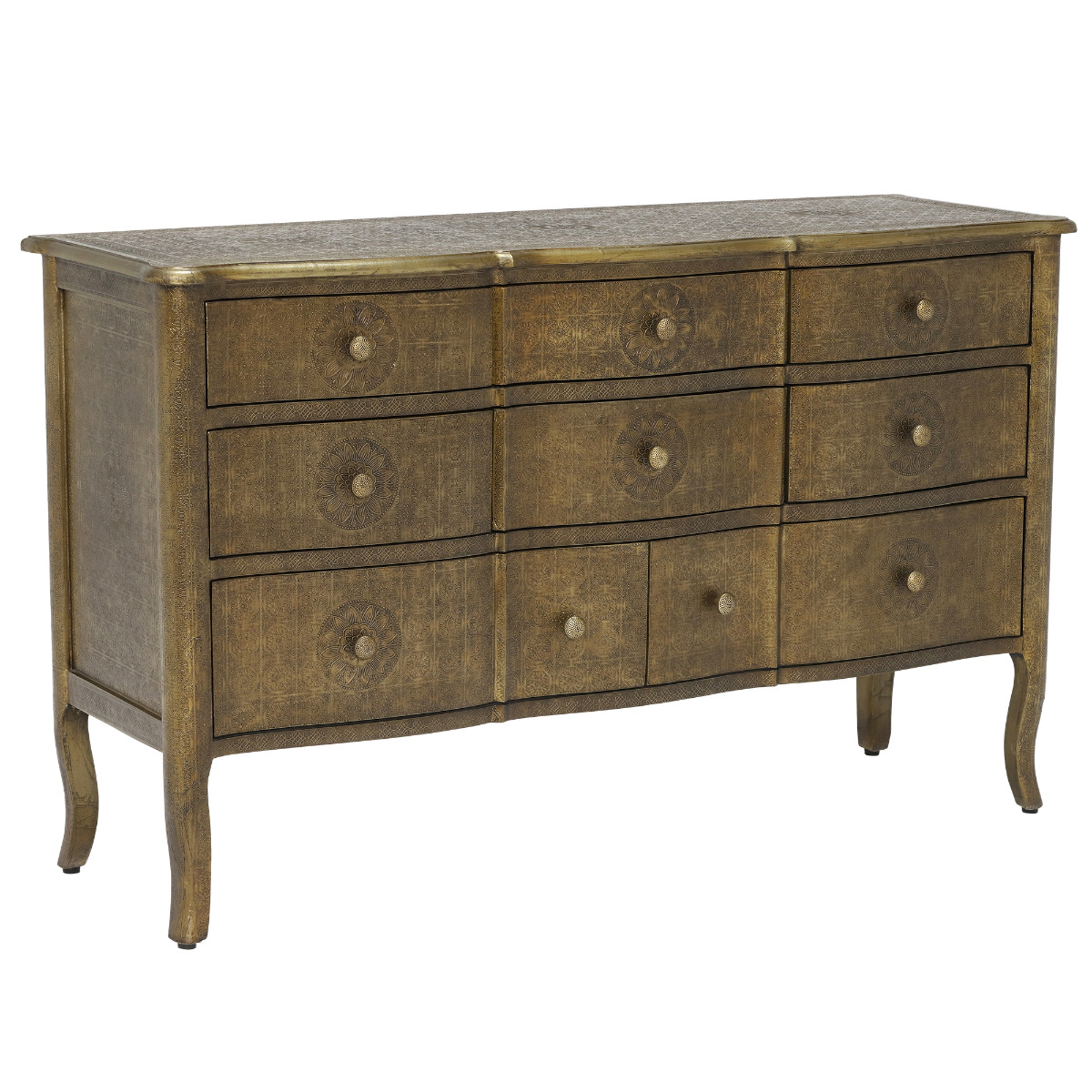 Zinnia 8 Drawer Sideboard, Brass