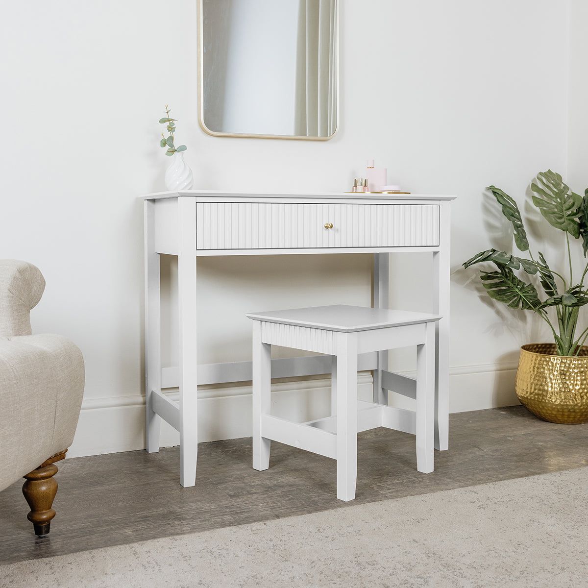 Melody Maison Dressing Table & Stool Set - Hales White Range