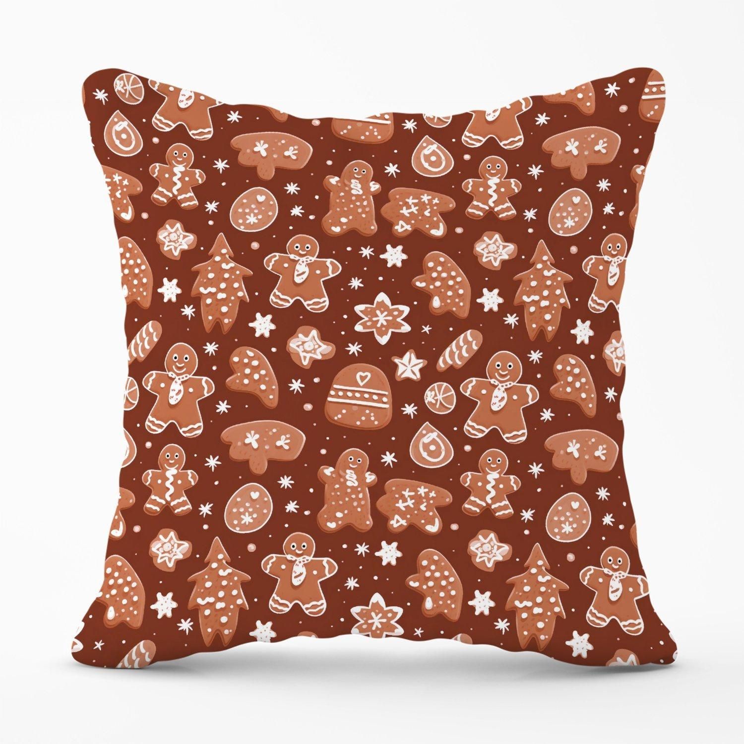 Warren Reed - Designer Gingerbread Cookies Outdoor Cushion in Brown
