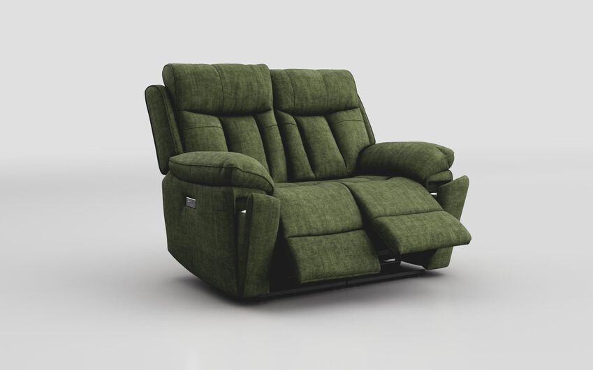 Green Fabric Chalbury 2 Seater Power Recliner Sofa with Cup Holders