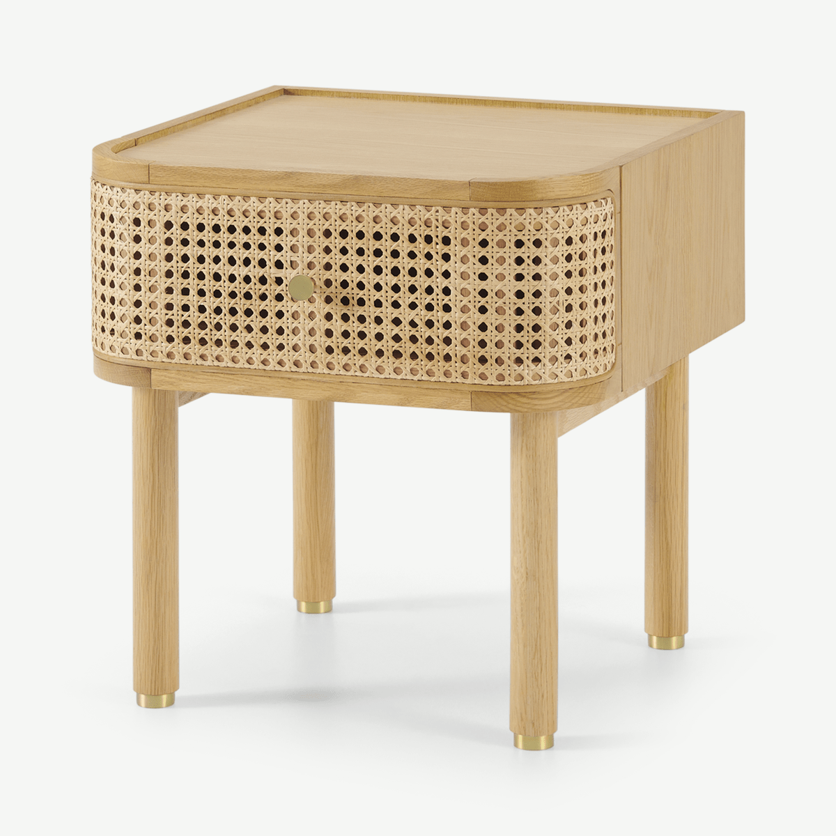 Ankhara Bedside Table, Rattan & Oak
