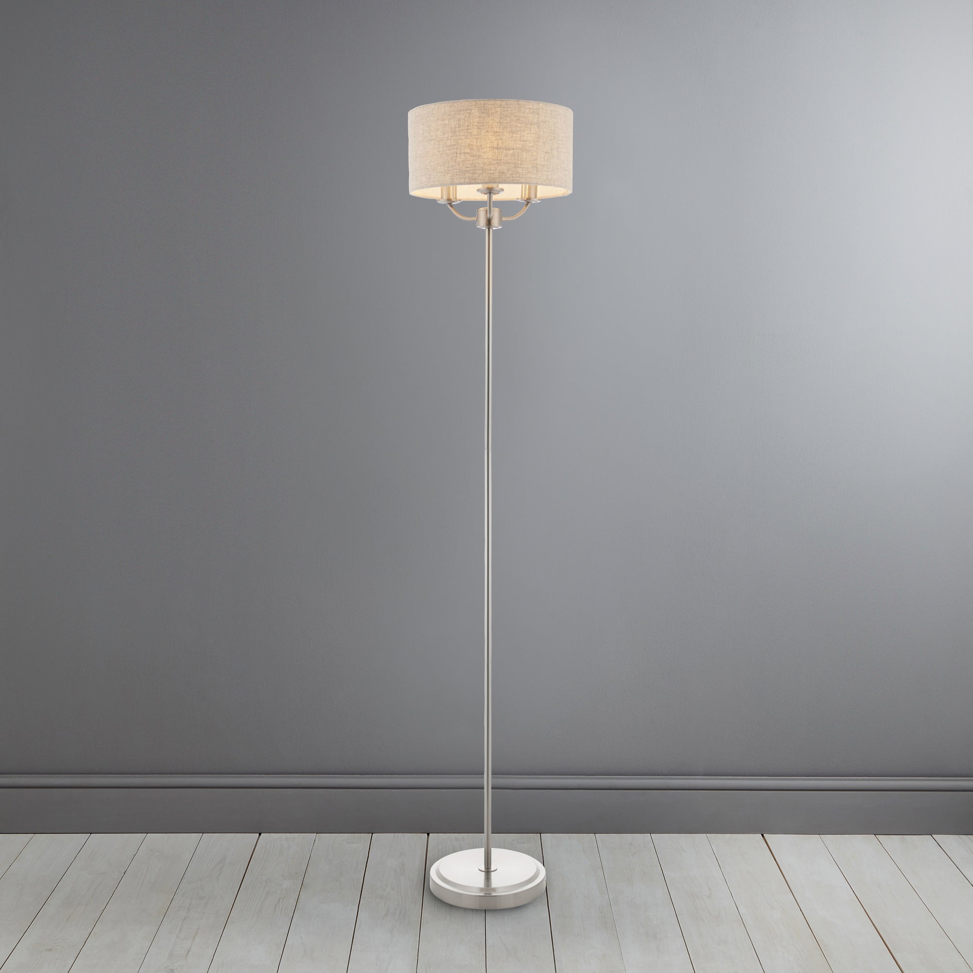 Preston Brushed Chrome Floor Lamp Chrome and Beige