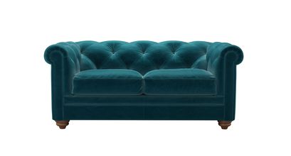 Patrick 2 Seat Sofabed in Deep Turquoise Cotton Matt Velvet - sofa.com