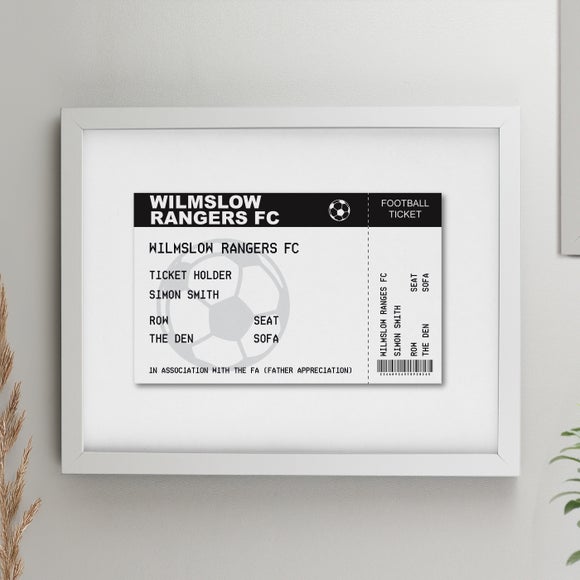 Personalised Football Ticket Poster Frame