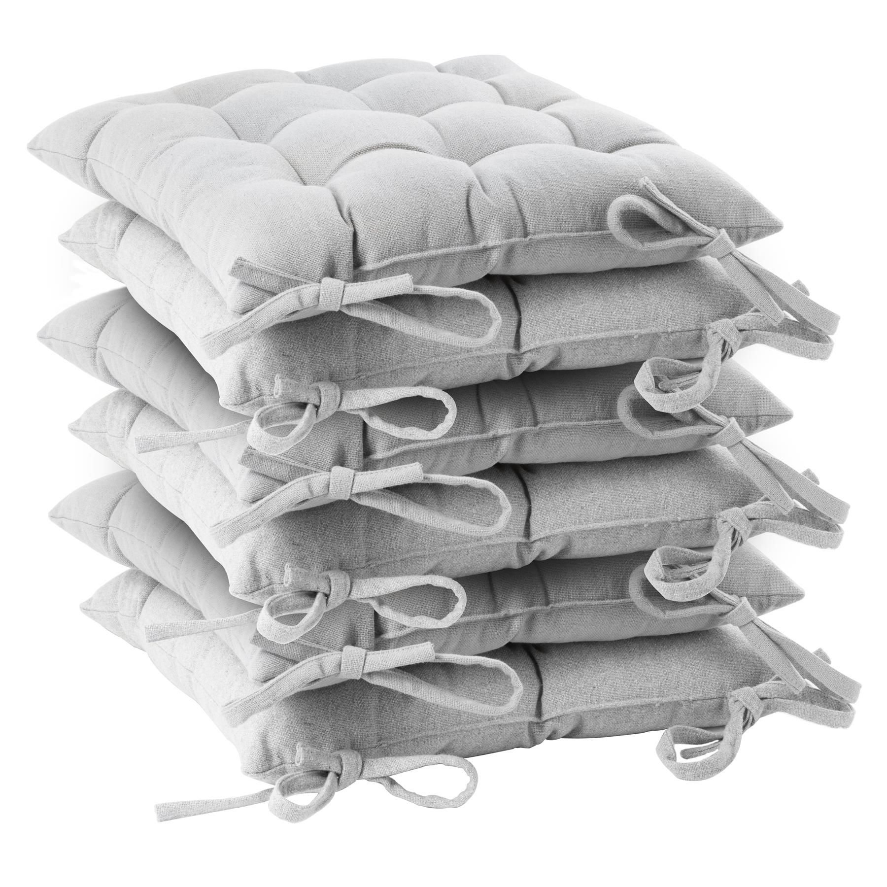 Harbour Housewares Square Garden Chair Seat Cushions Pack of 6 in Grey