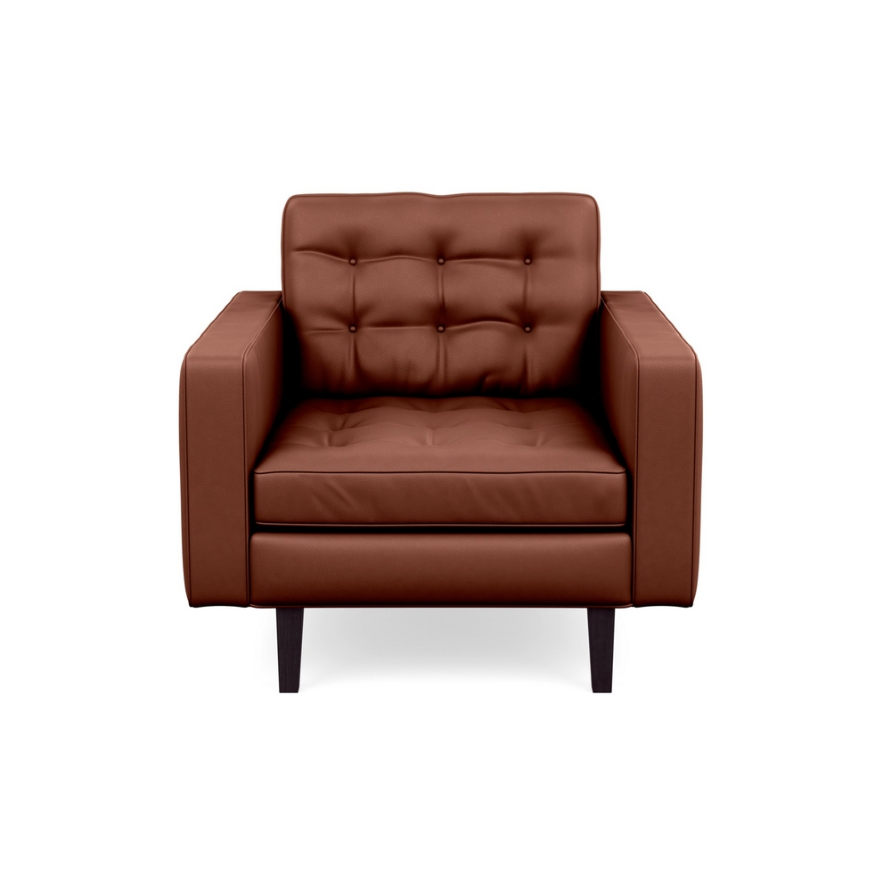 Heal's Hepburn Armchair Leather Grain Dark Brown 068 Wenge Feet