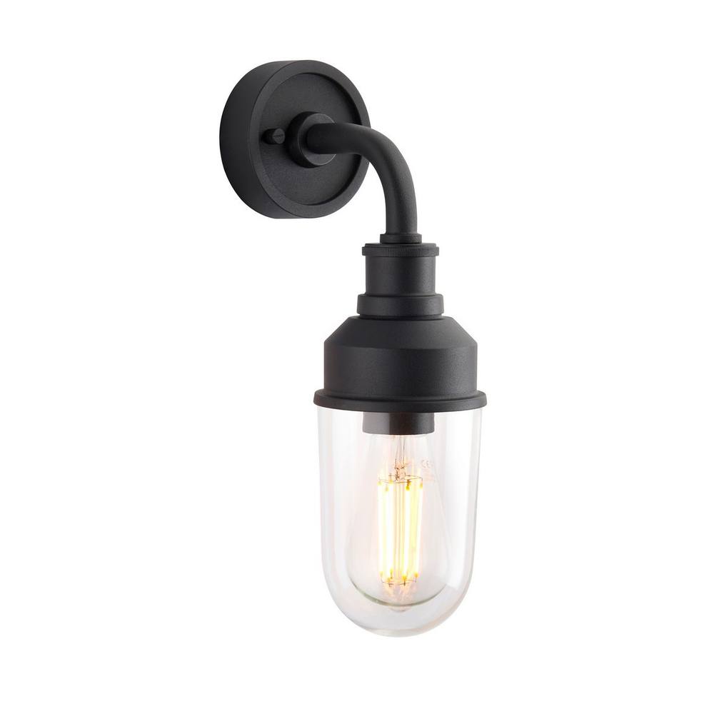 Netlighting Monza Outdoor Wall Lantern Matt Black Clear Glass