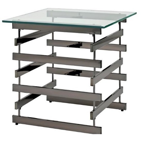 Moritz Glass End Table Small In Clear With Black Nickel Frame