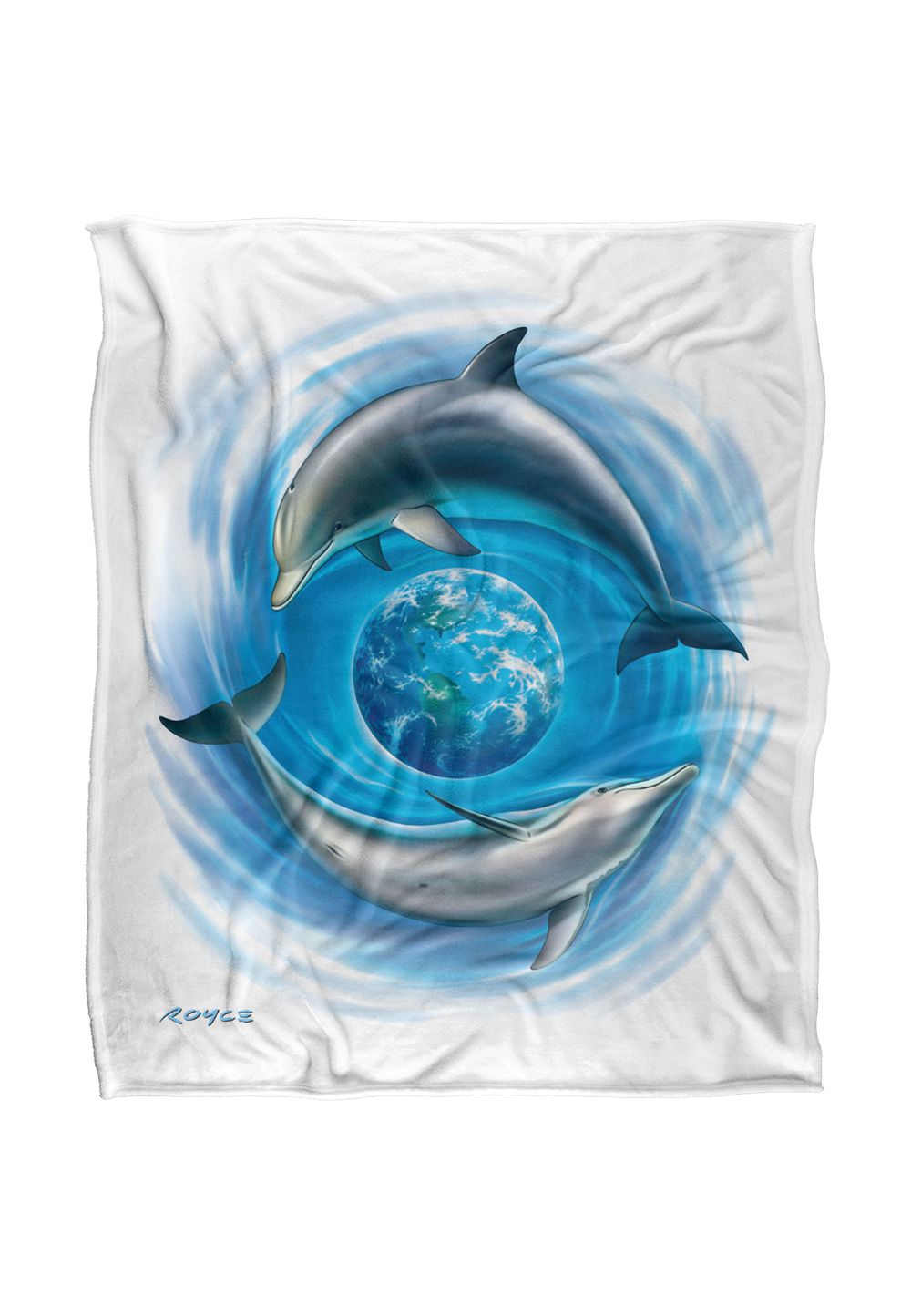JQ Licensing Royce Mcclure Dolphin World Silky Touch Super Soft Throw Blanket 152 X 127 cm in White