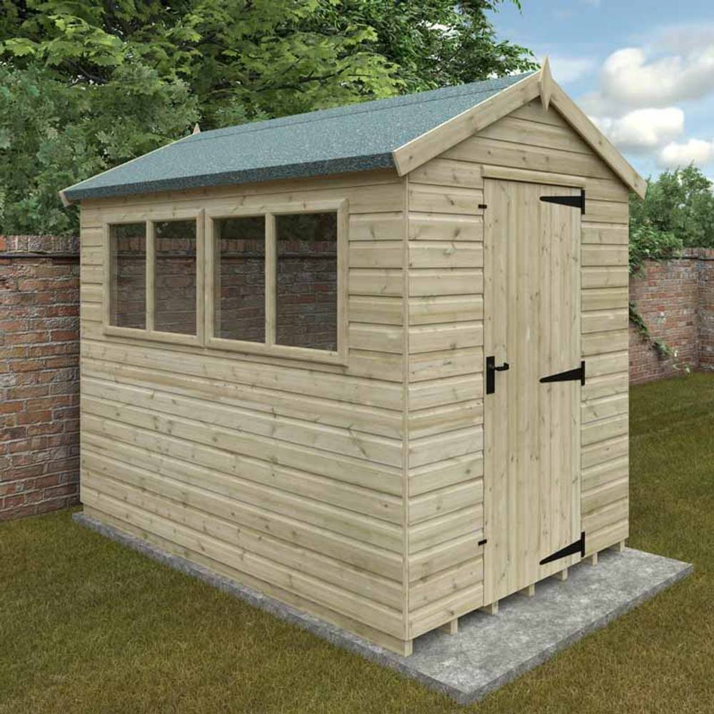Buttercup Farm 9 x 6 Feet Apex Premier 16mm Shed - Solid Wood/Softwood/Pine in Natural 2