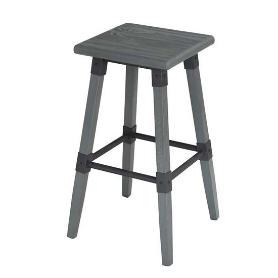 Medlin Wooden Bar Stool In Grey Elm With Steel Frame