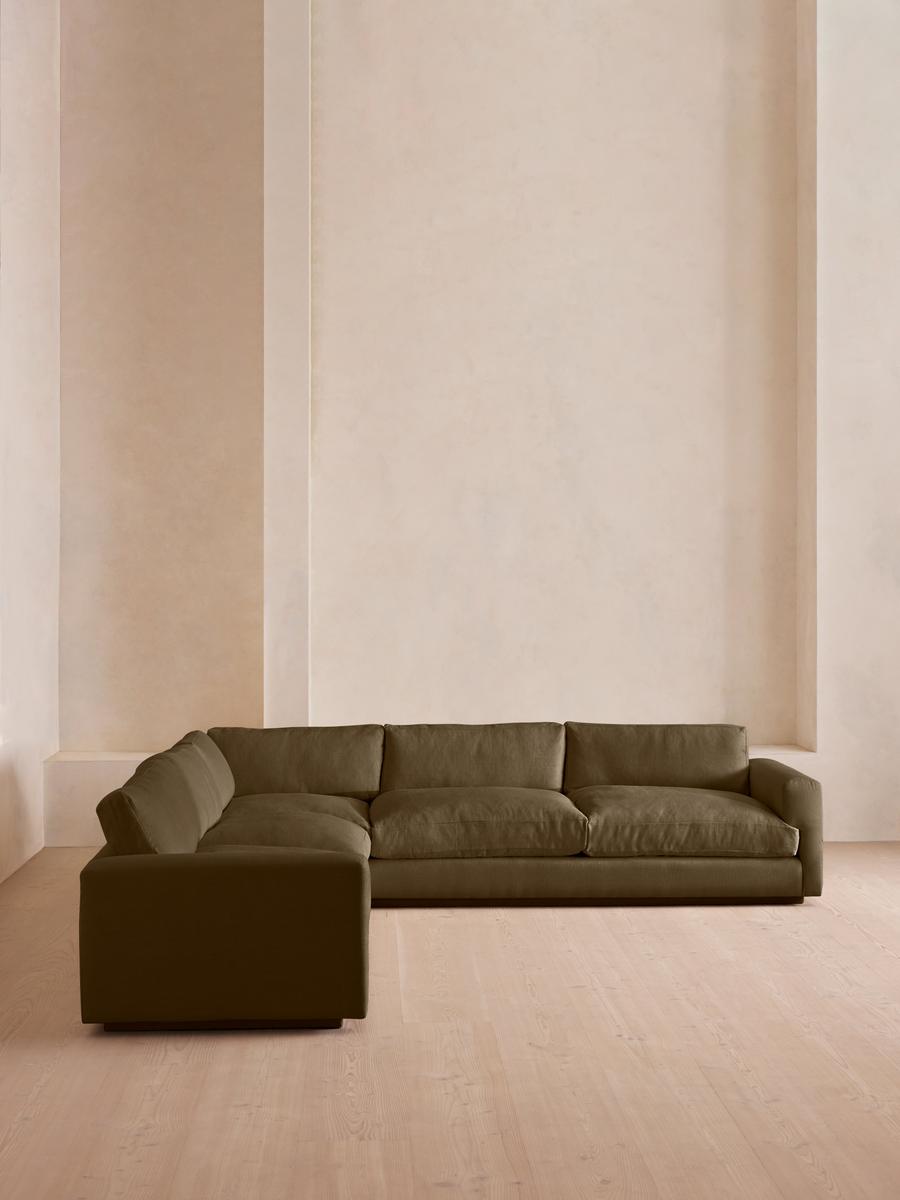 Mossley Corner Sofa, Linen, Olive