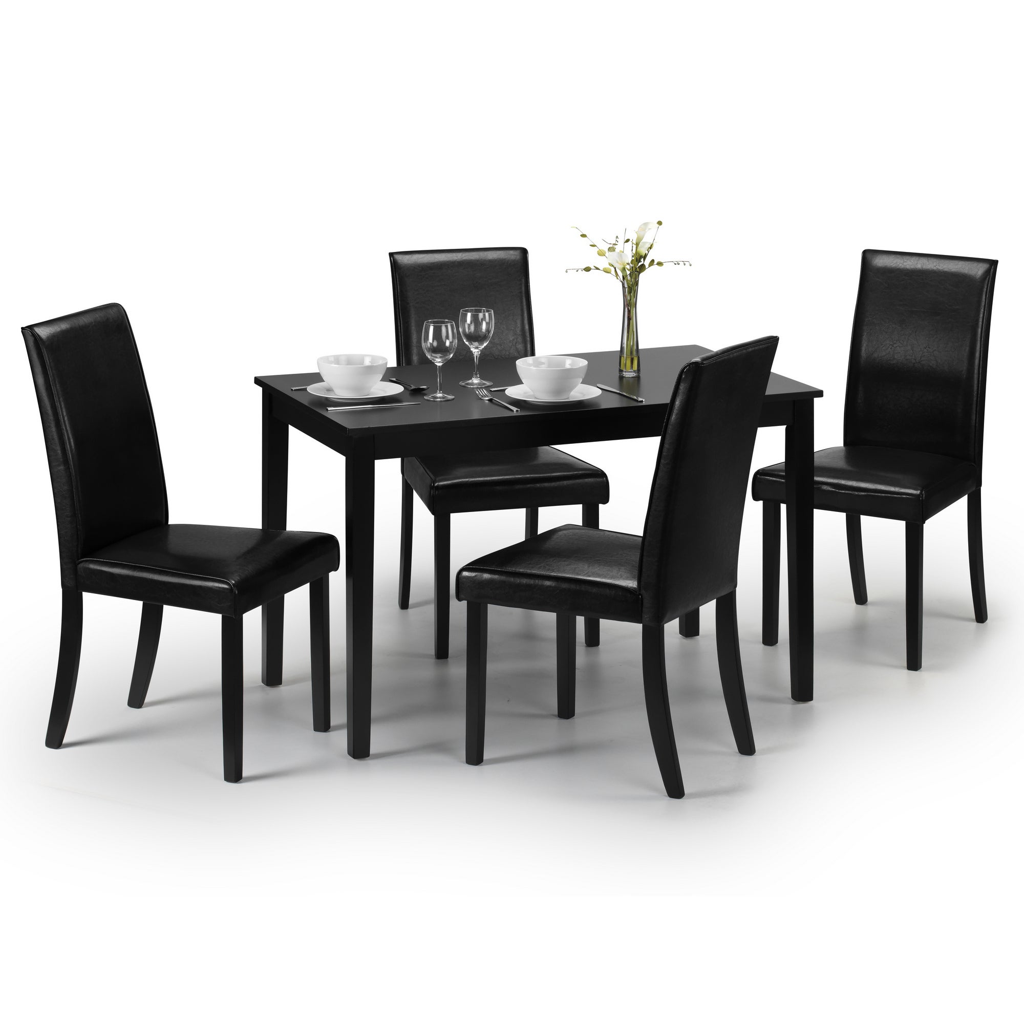 Hudson Dining Table with 4 Chairs Black