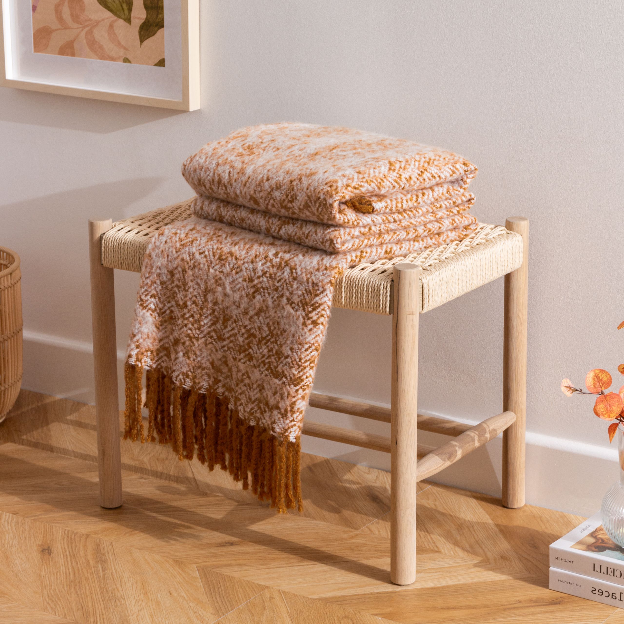 Furn Weaver Woven Herringbone Throw in Gold