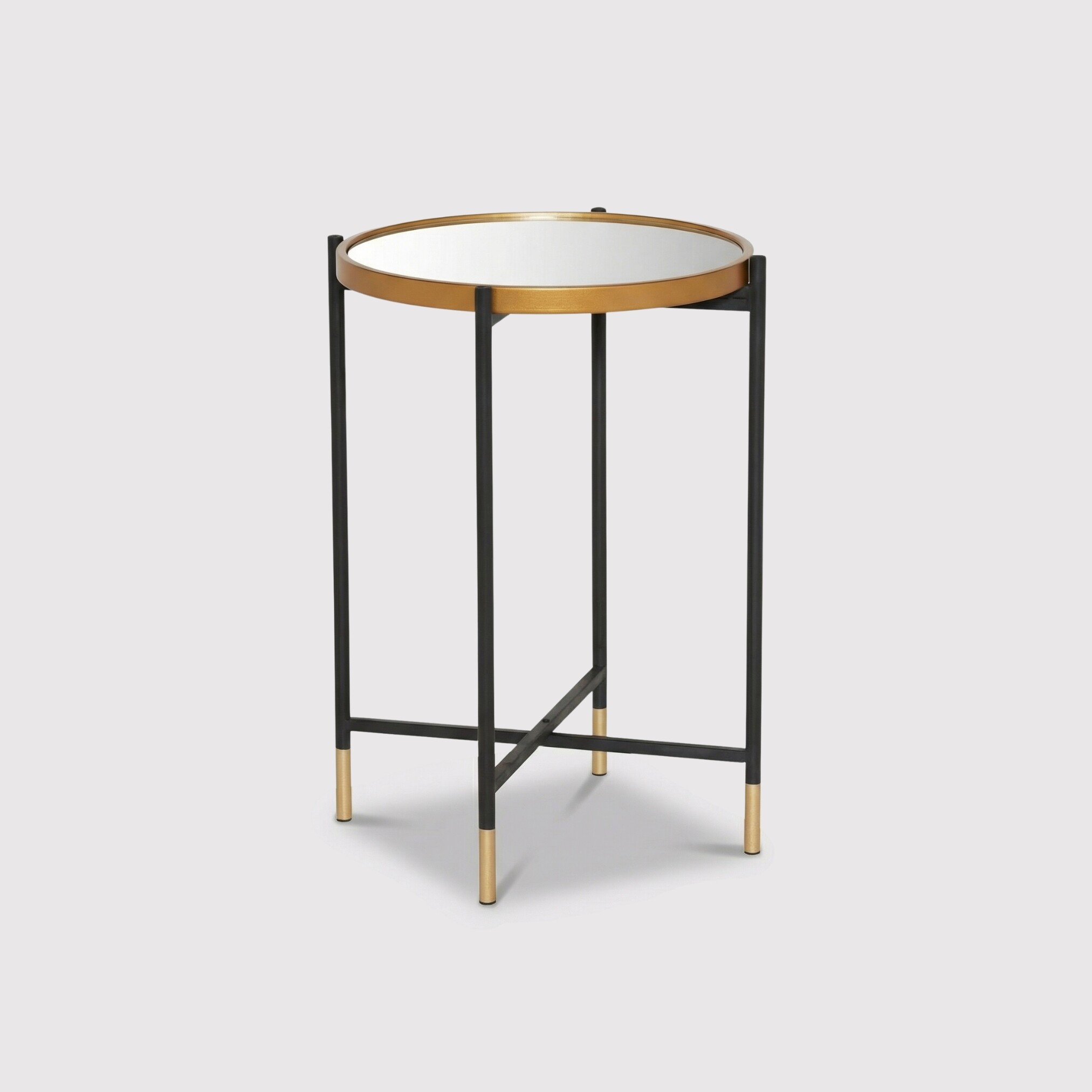 Medium Mirror Top Side Table, Black Metal | Barker & Stonehouse
