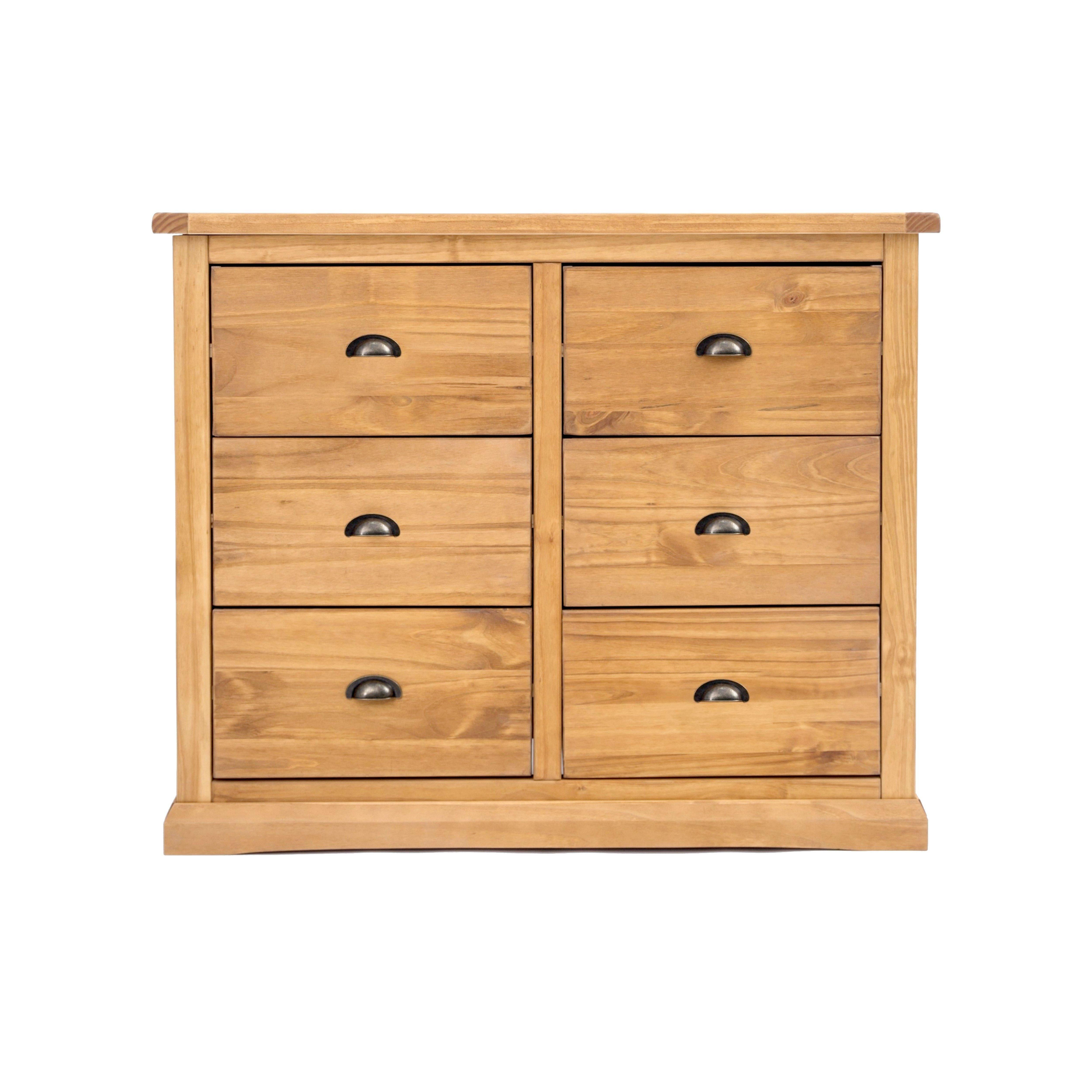 Cabinet Bits Lucca 6 Drawer Chest of Drawers Brass Cup Handle in Light Brown