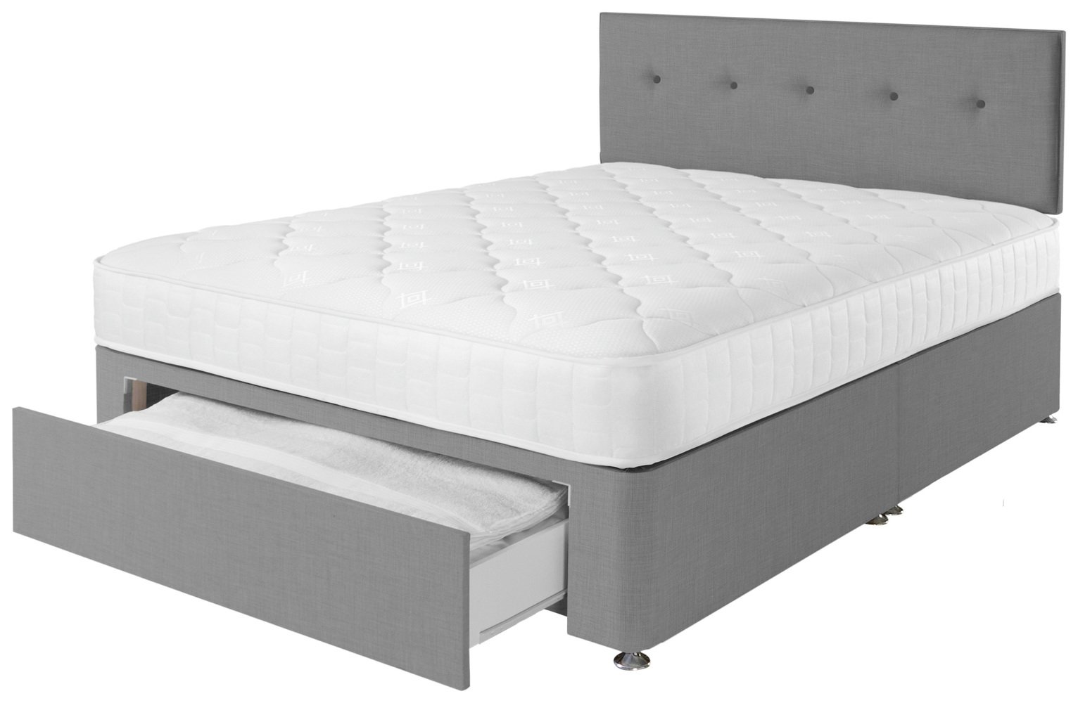 Argos Home Dalham Memory 1 Drawer Small Double Divan - Grey