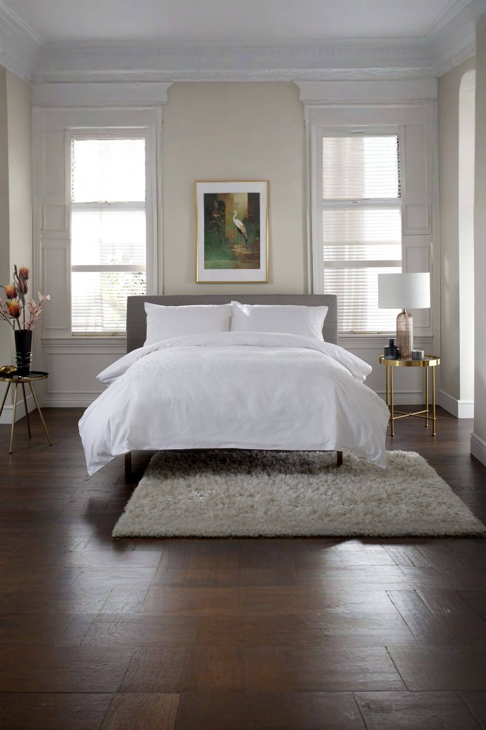 The Lyndon Company Wild Grass Cotton Duvet Set with Embroidered in White