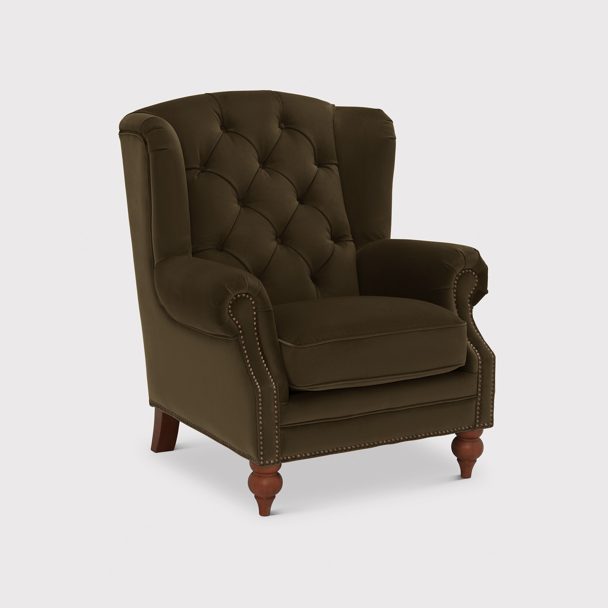 Ullswater Wing Armchair, Green Velvet | Barker & Stonehouse