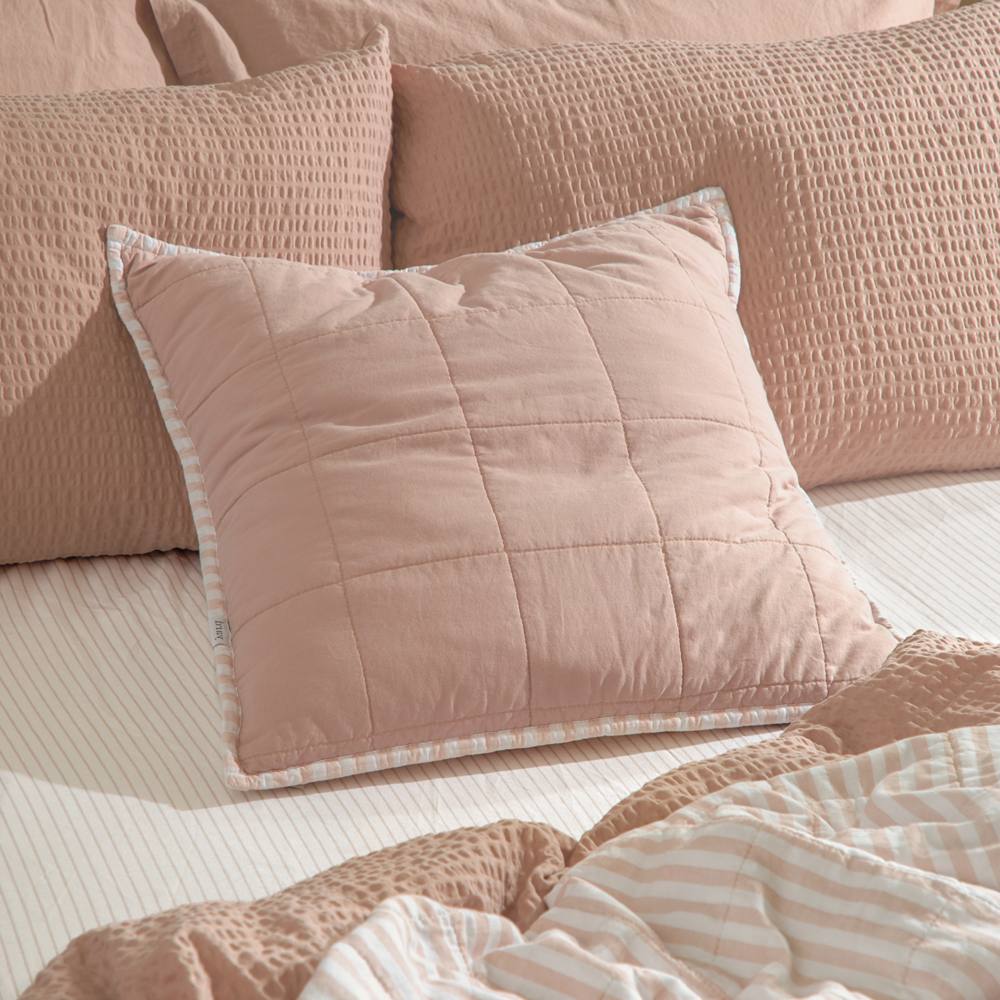 Yard Hebden Striped 100% Cotton Cushion in Pink
