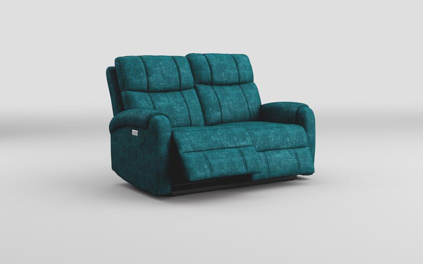 Blue Fabric Calisese 2 Seater Power Recliner Sofa