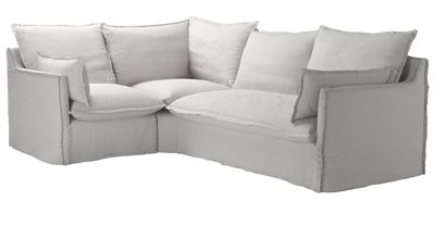 Isaac Asym: LHF Single w RHF 2 Seat Sofa Bed in Alabaster Brushed Linen Cotton - sofa.com