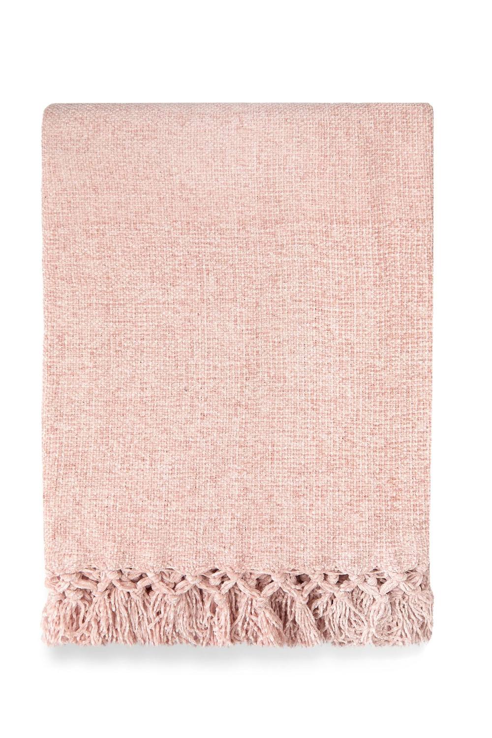 New Edge Blinds Camilla Collection Chenille Throw in Dusty Pink