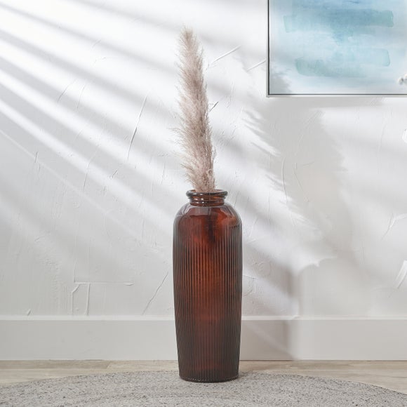 Tall Ribbed Recycled Glass Vase 1