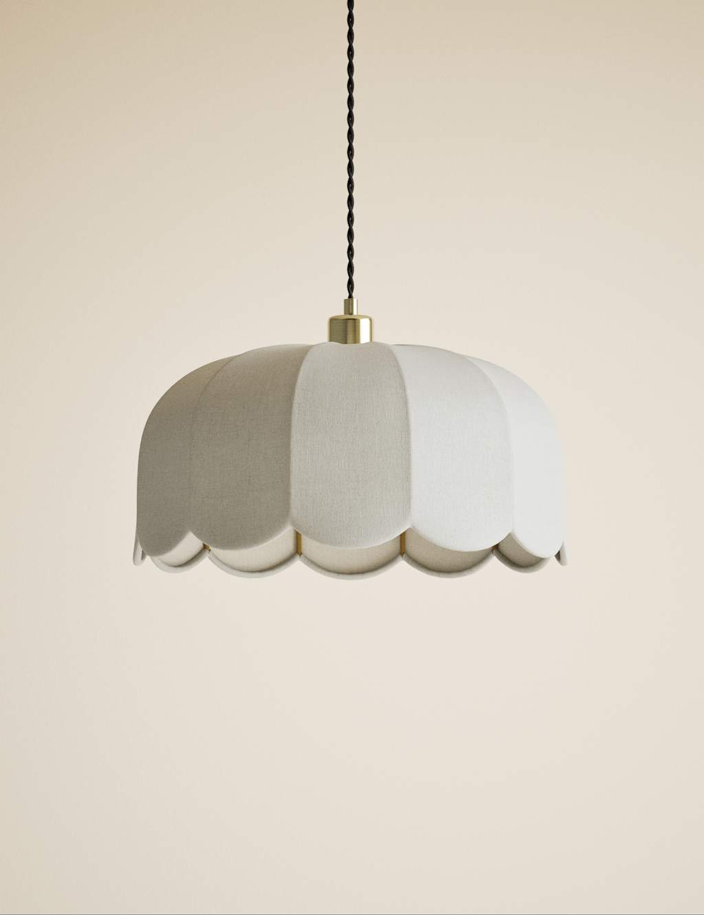 M&S Skeletal Petal Fabric Scallop Pendant Light Natural