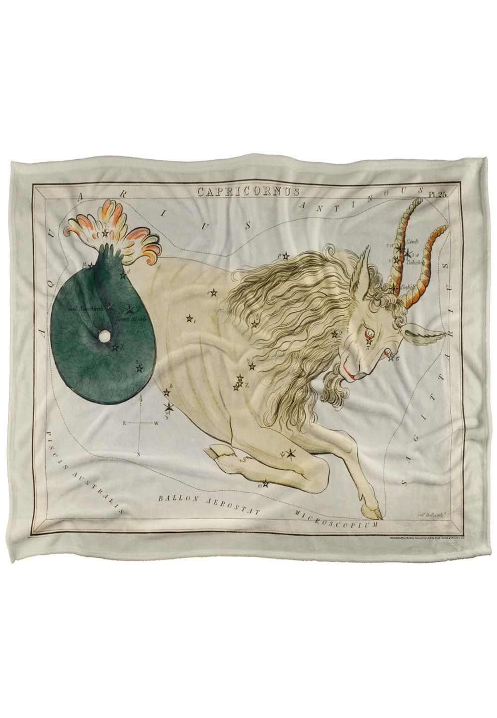 Graffitee Studios Vintage Capricorn Zodiac Silky Touch Super Soft Throw Blanket 152 X 127 cm in White