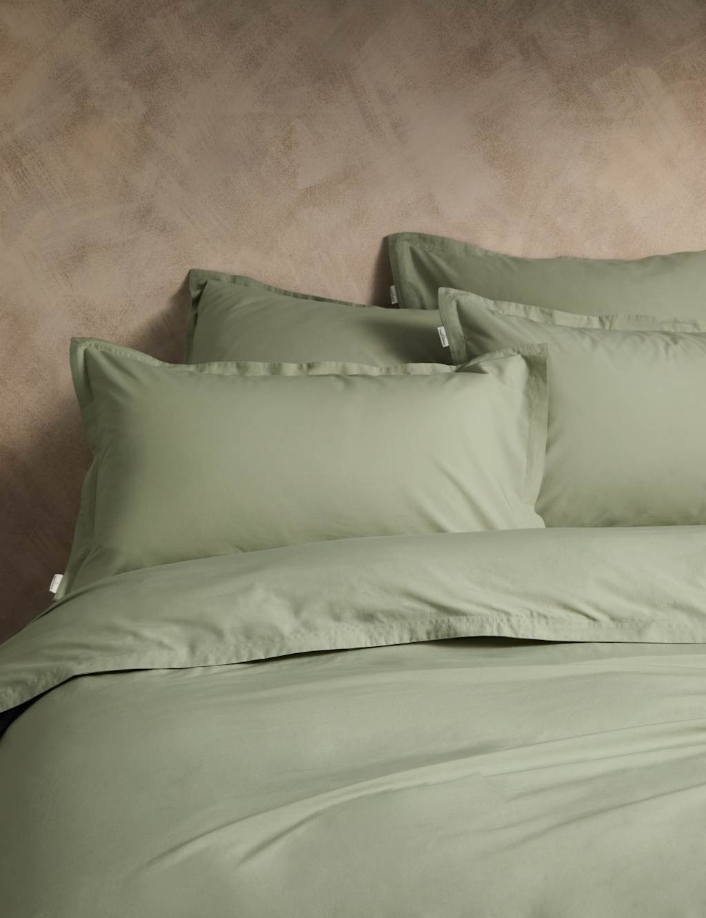 M&S X Fired Earth Washed Cotton Duvet Cover Weald Green