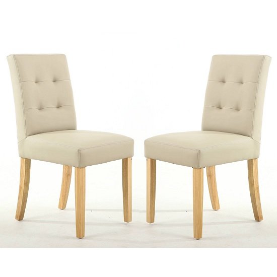 Artois Dining Chair In Ivory Matt Bonded Leather And Natural Leg